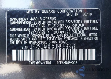 2018 Subaru Forester 2.5I Premium z USA, uszkodzony, nr VIN JF2SJAGCXJH559376